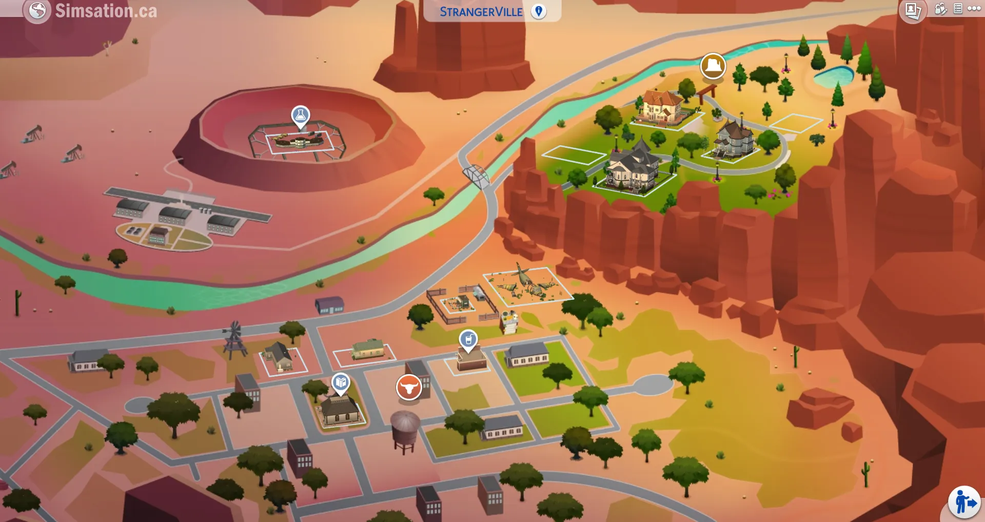 Unlabelled map of StrangerVille